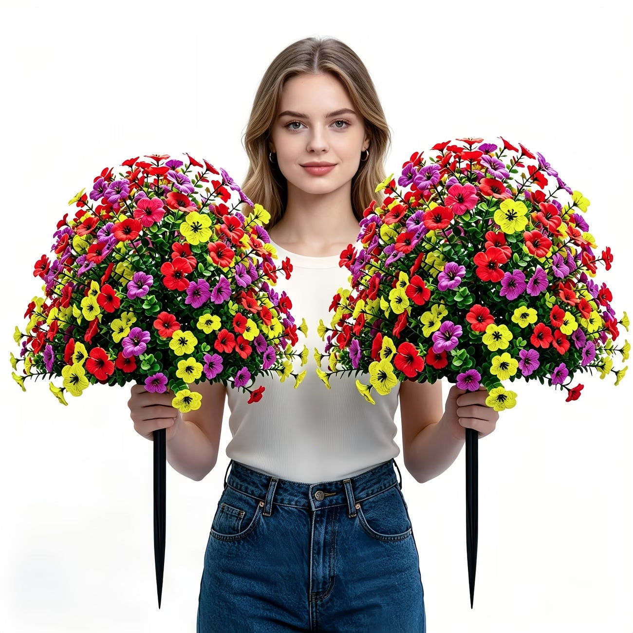 🔥 Best Seller🌸 🌿 UV-Resistant & Waterproof Artificial Daisy & Eucalyptus Stakes – Indoor & Outdoor Floral Decor