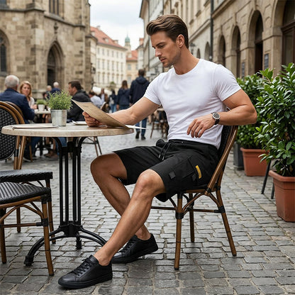 👨🩳 Men's Casual Cargo Shorts – Elastic Drawstring Waist & Utility Pockets