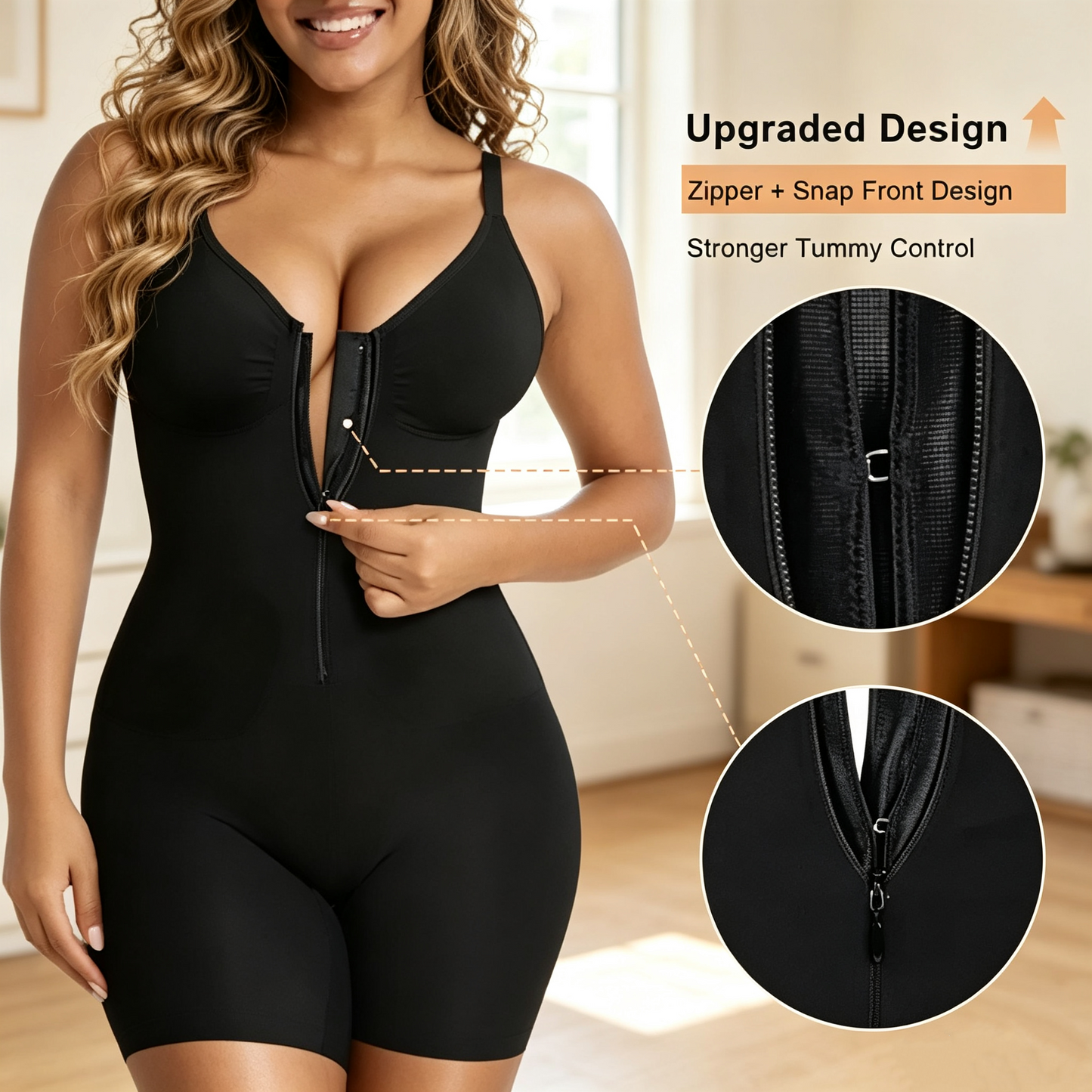💃 Women's Zip-Front Shapewear Bodysuit – Tummy Control & Waist Sculpting🔥