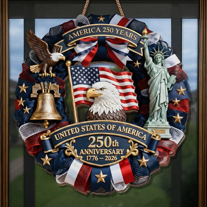 America 250th Anniversary Patriotic Door Sign