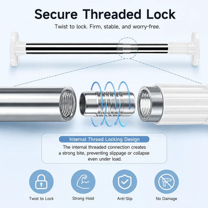 🔥 Upgraded Drill-Free Telescopic Tension Rod – Strong Hold, No Wall Damage