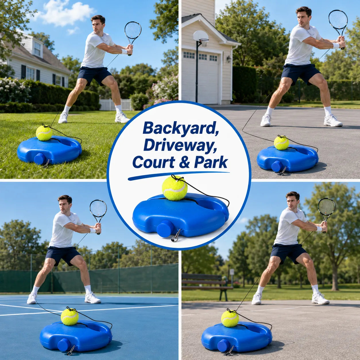🎾 Solo Tennis Trainer With Round Base