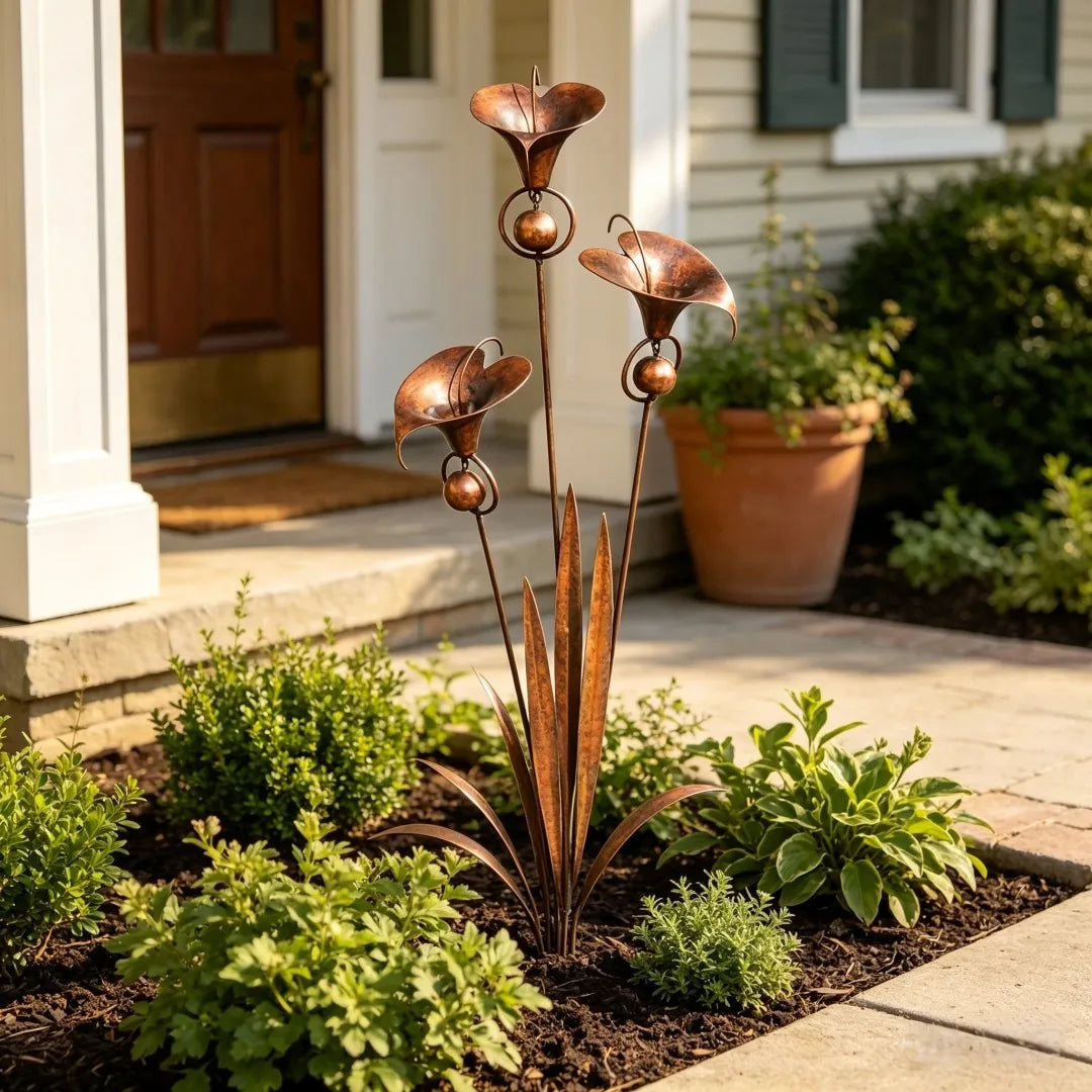 🏡Flamed Three Calla Lilies Garden Stake with Bells-yy