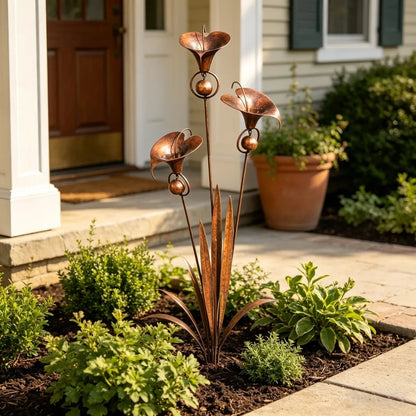 🏡Flamed Three Calla Lilies Garden Stake with Bells-yy