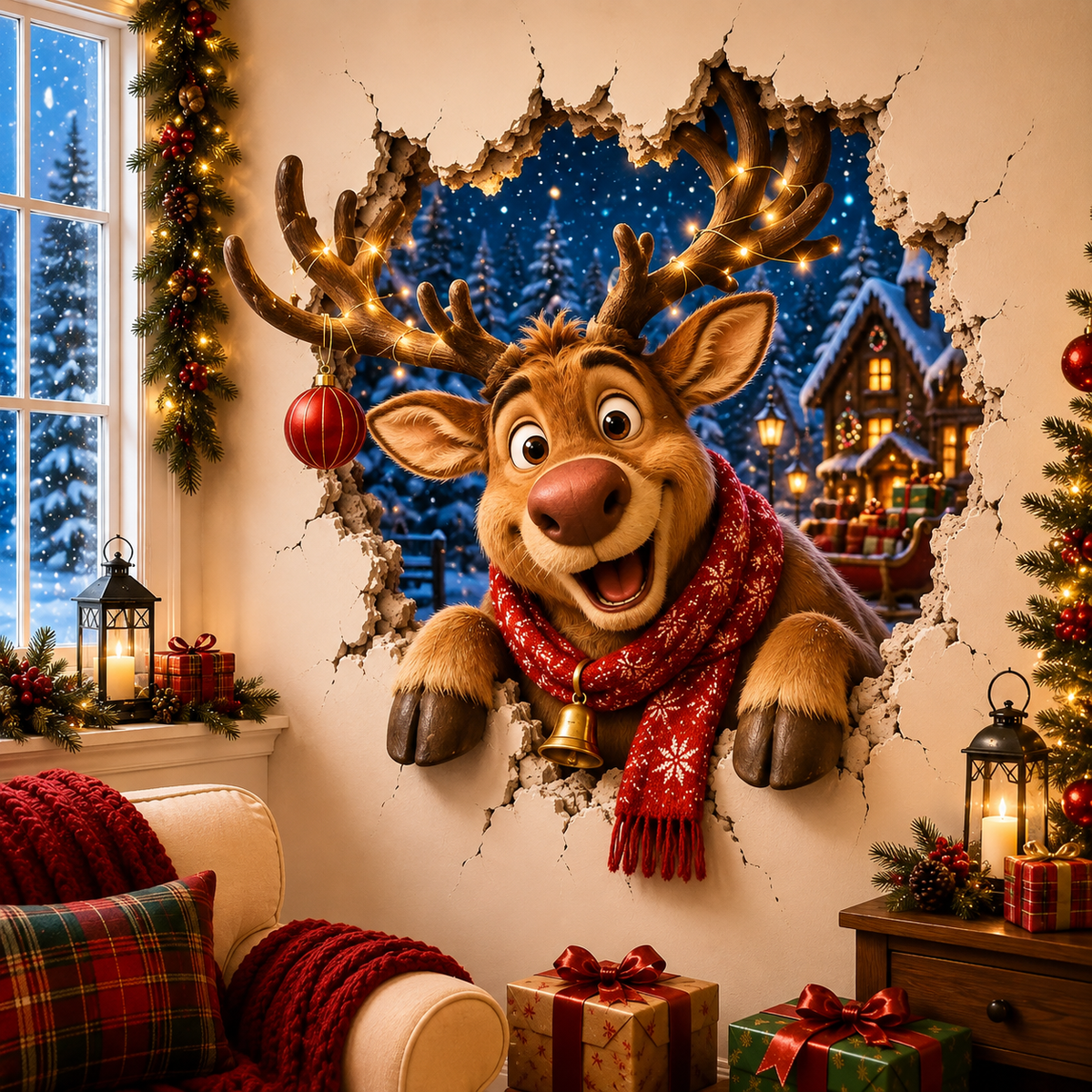 🔥Last Day 50% OFF-19.7'' Christmas Break-In Wall Decal