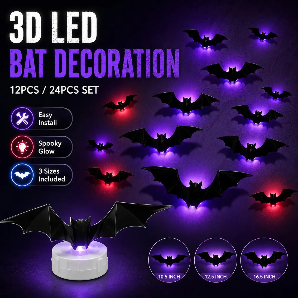 🎃 Ready for Halloween? LED Glowing Bat Wall Lights for Spooky Day🦇✨