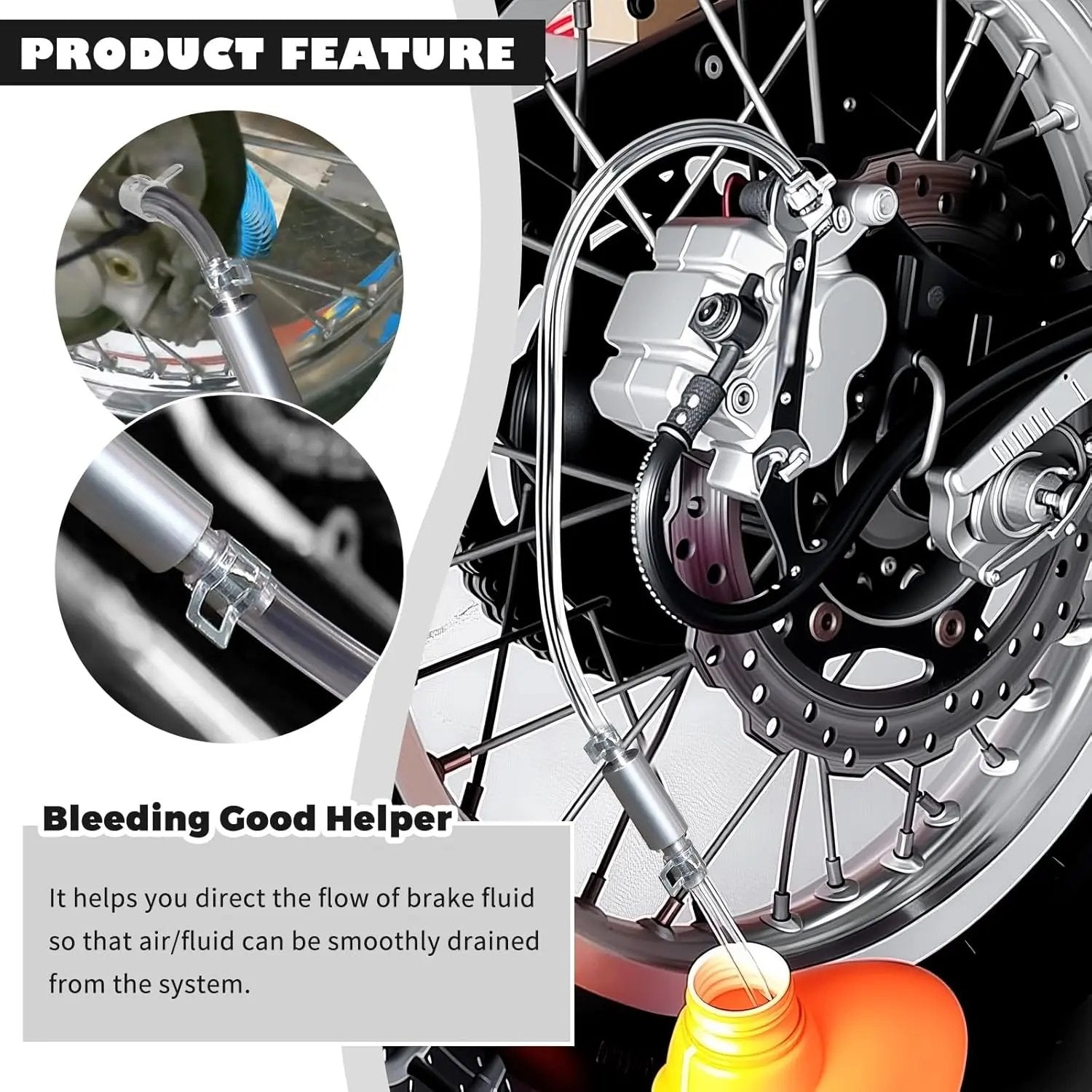 Car Brake Bleeder Hose Kit with One Way Check Valve,Durable Brake Fluid Bleeder Hoses Replacement
