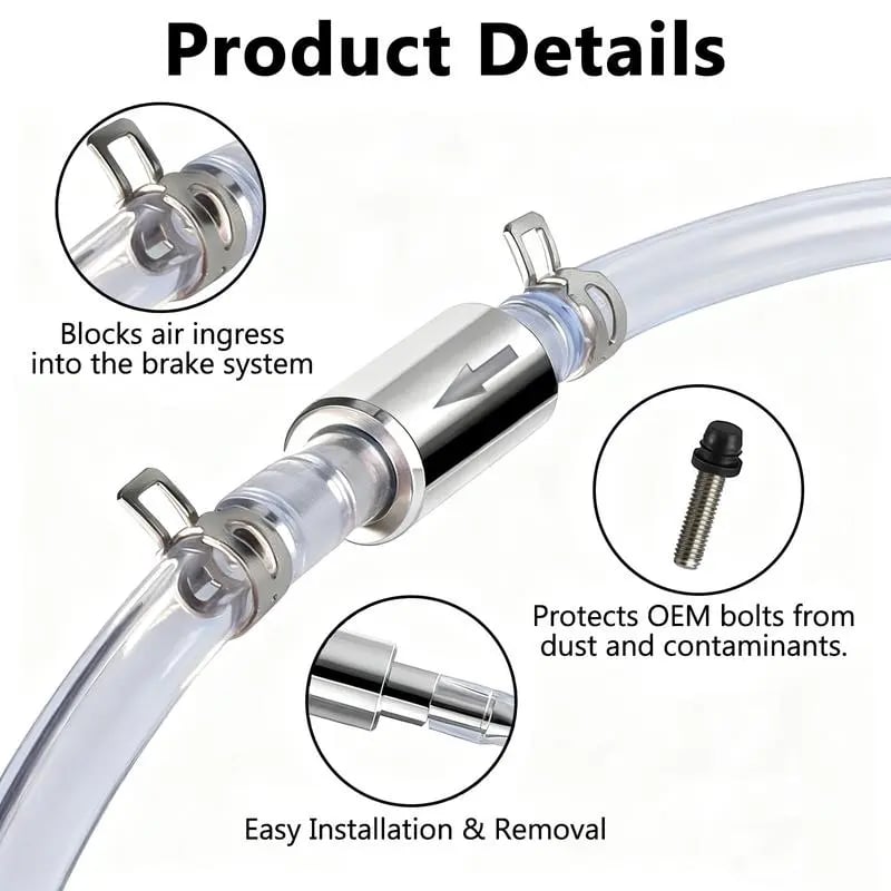Car Brake Bleeder Hose Kit with One Way Check Valve,Durable Brake Fluid Bleeder Hoses Replacement