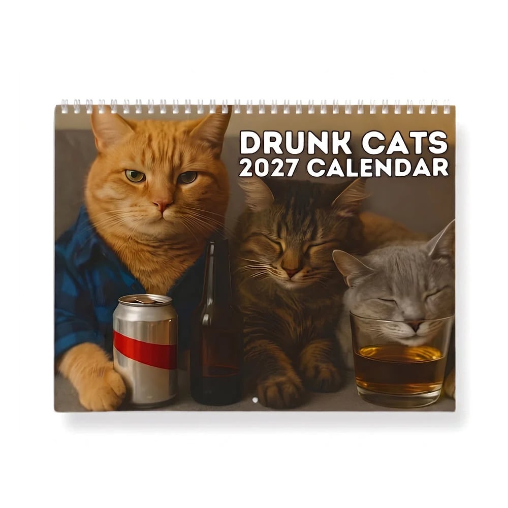 Preview from the Drunk Cats 2027 Calendar artwork