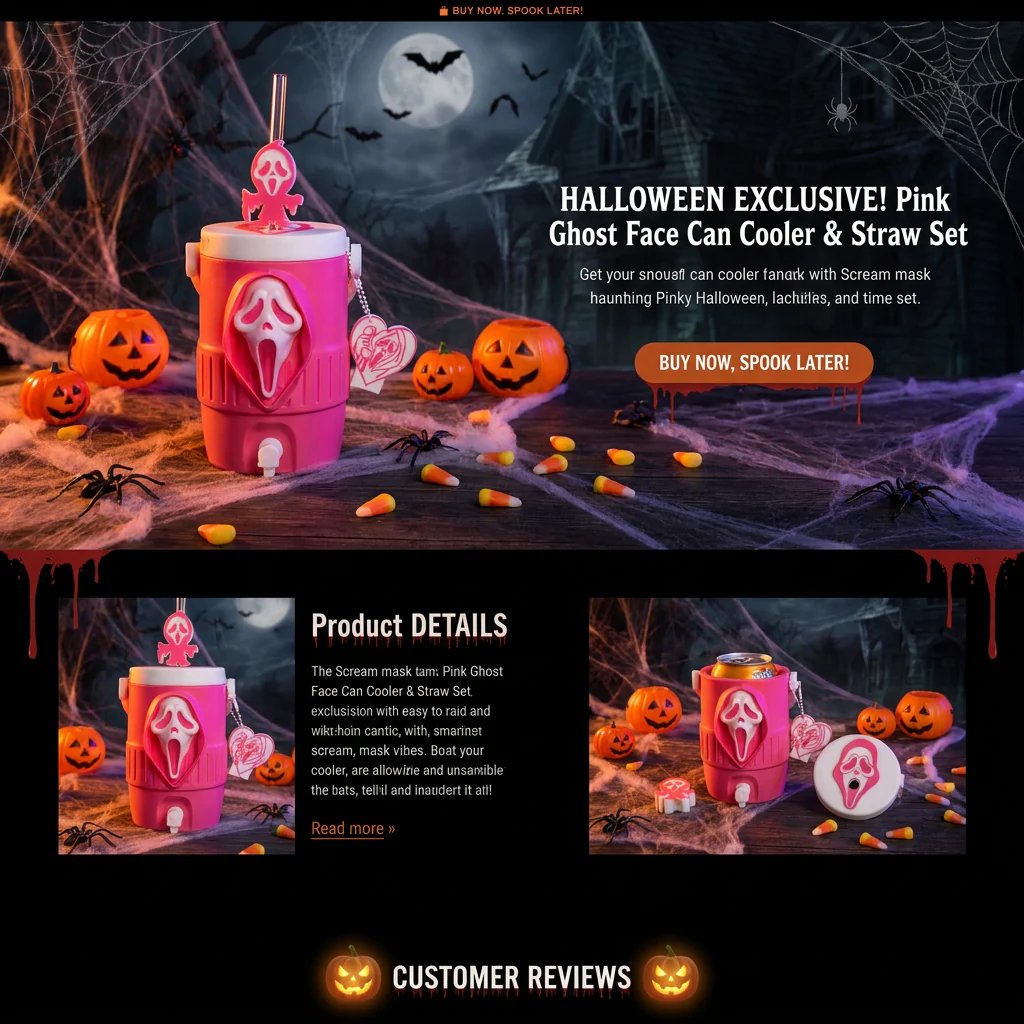 3D Scream Ghost Face Portable Handle Tumbler – Gothic Horror Aesthetic Cup Full Listing