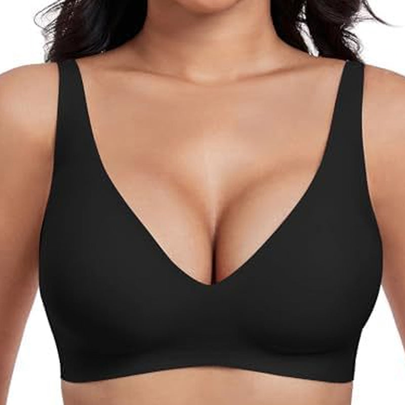 💗Summer Hot Sale⚡50K+ SOLD💕 Jelly Wireless Womens Comfortable Wireless Bras Push Up Bralettes Seamless Tshirts Bras Deep V Everyday Bras