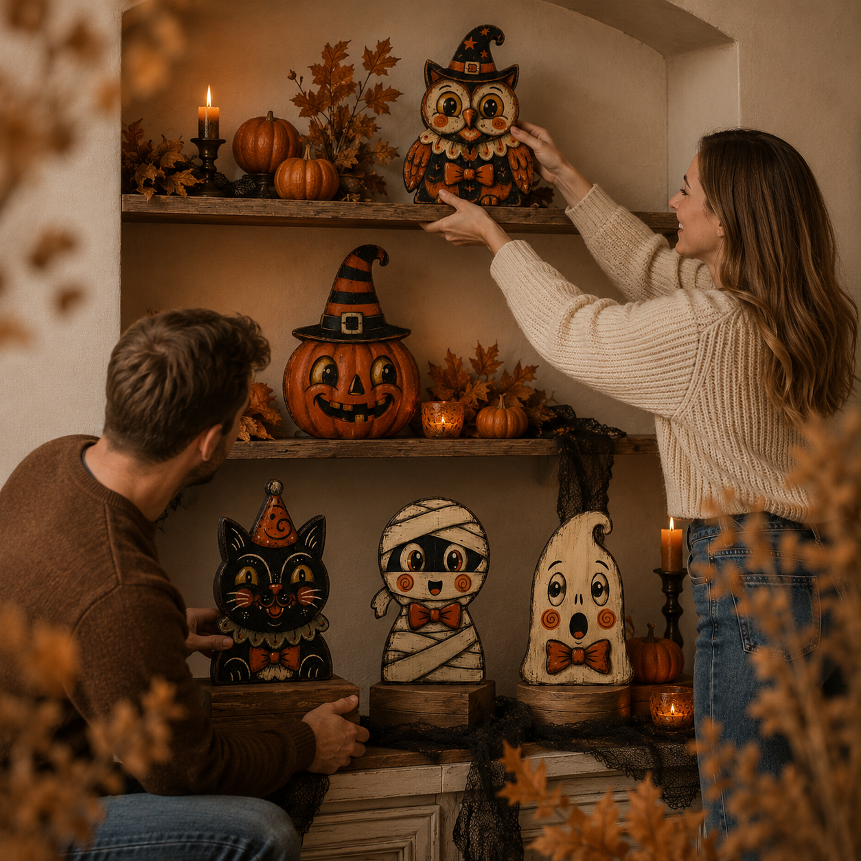 🎃 2026 Hot Sale Vintage Halloween Wooden Character Tabletop Decor 🔥