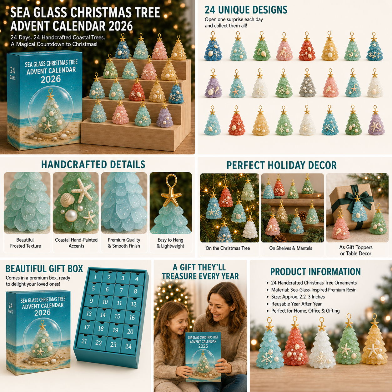 🌊 Mystery Coastal Christmas Tree Advent Calendar– A Magical Surprise in Every Box 🎄✨