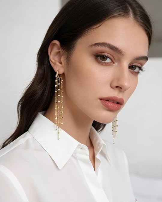 🎉✨14K Gold Plated Long Tassel Earrings for Women