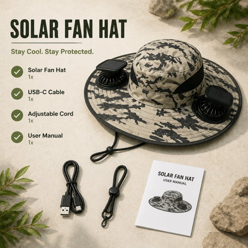 🌞 49% OFF Summer Deal | Ultralight Solar Fan Sun Hat ⚡ Lighter Than a Baseball, Built for Outdoor Cooling