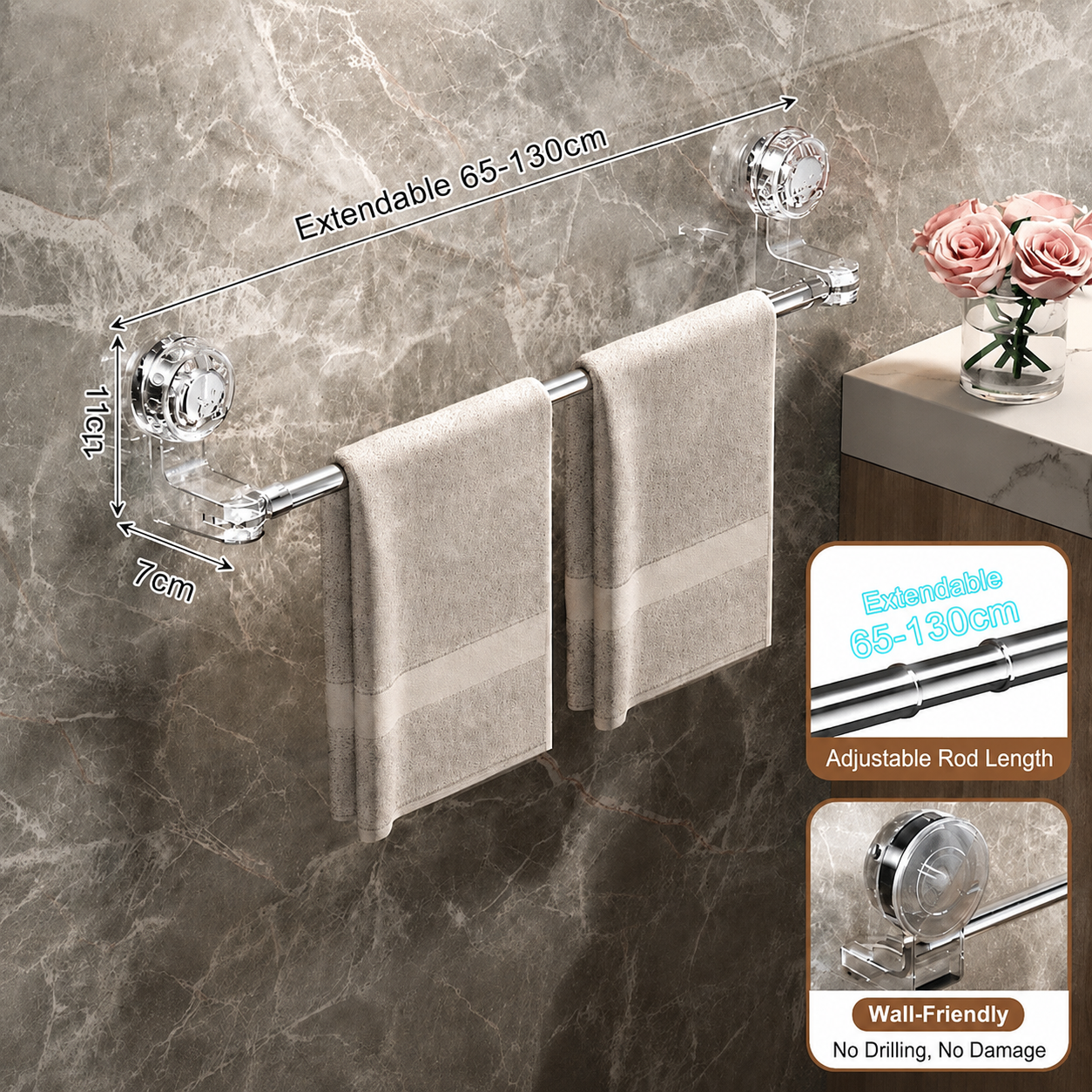 ✨✨Adjustable Suction Cup Towel Bar