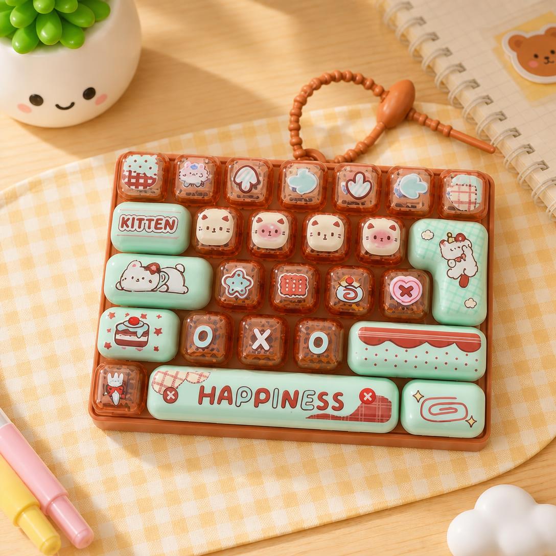 🐱26-Key Mini Mechanical Keyboard Fidget Toy Keychain
