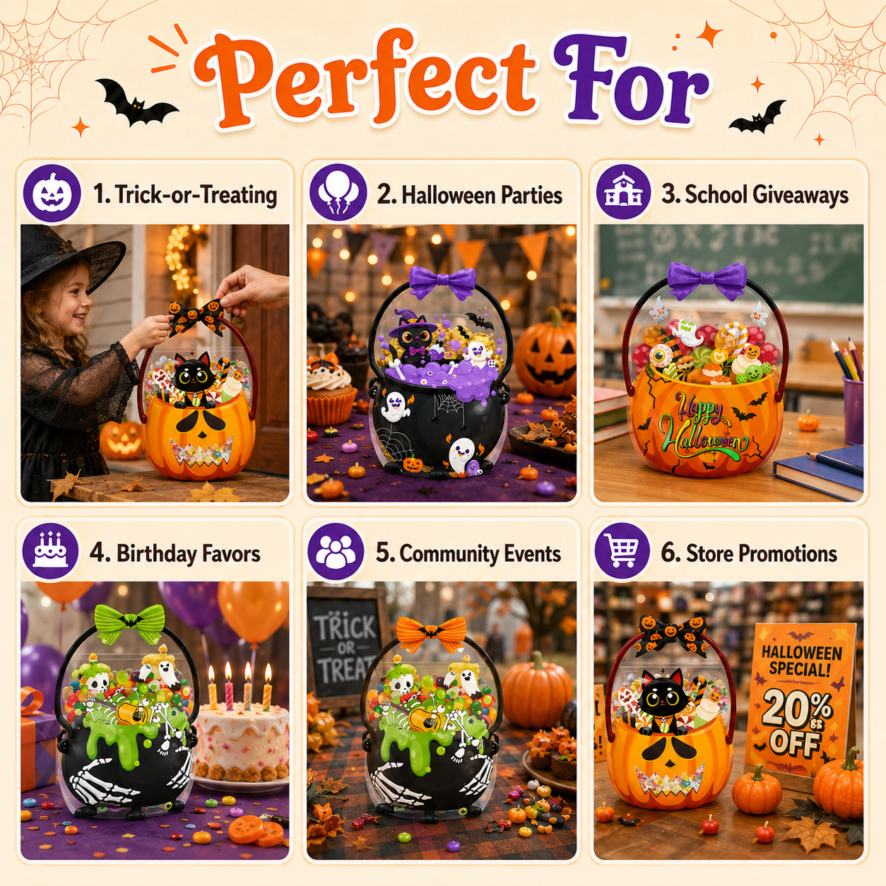 ✨Get Ready for Halloween! Cute & Spooky Resealable Candy Treat Bags🎃