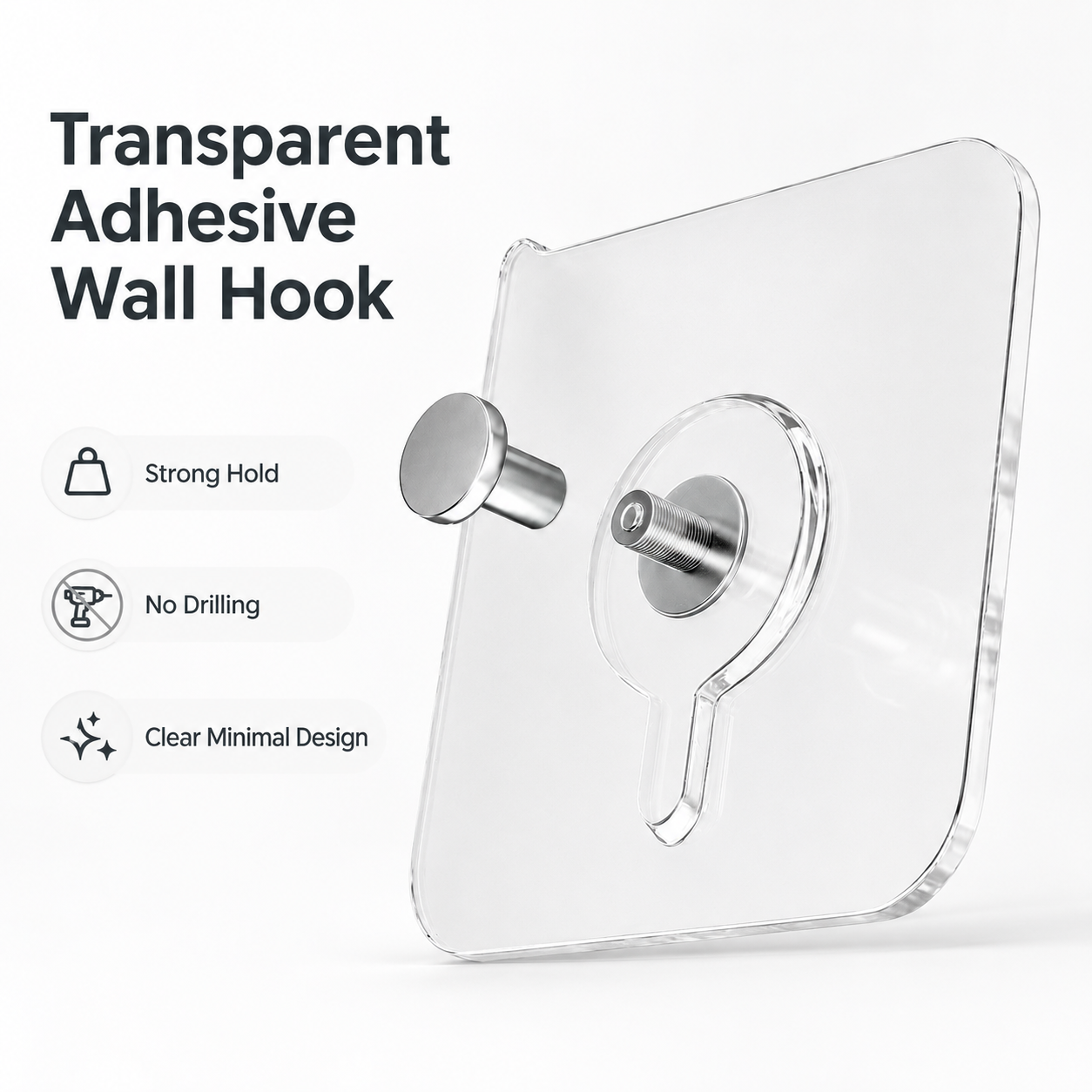 🔥 Limited-Time Deal — No-Drill Transparent Wall Hook✨