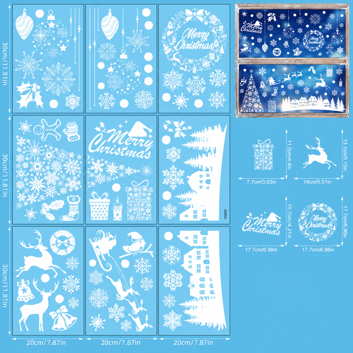 ⏳LAST DAY SALE!🎁🎄 Christmas Village Window Sticker Set