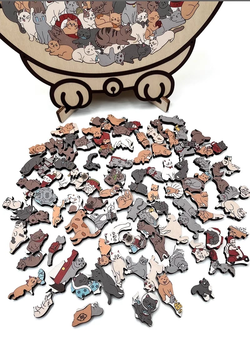 🔥LAST DAY 50% OFF - 🐱🐶 Cute Cat and Dog Puzzle – A Wooden Work of Art You Can Build🧩