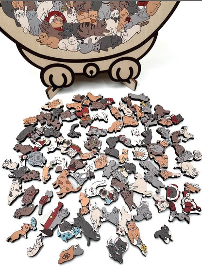🔥LAST DAY 50% OFF - 🐱🐶 Cute Cat and Dog Puzzle – A Wooden Work of Art You Can Build🧩