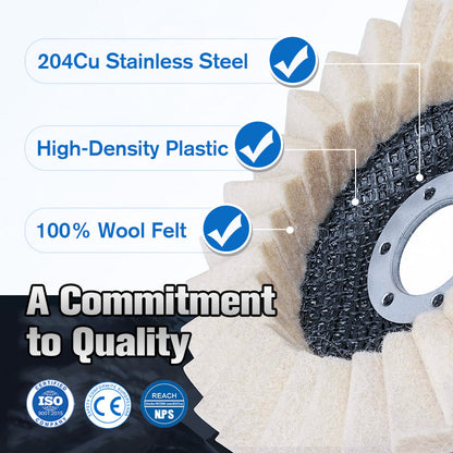 🔧 BUY 2 GET 3 FREE 🧰 Heavy-Duty Wool Felt Polishing Disc – Mirror-Like Finish Made Easy