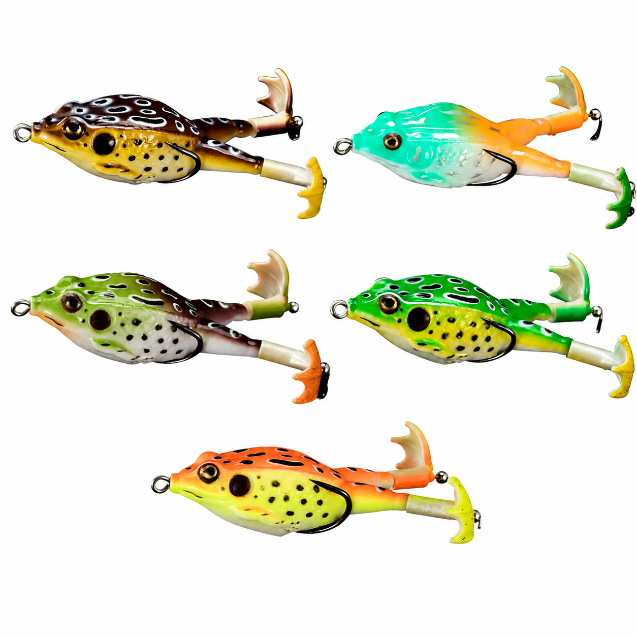 🔥 Save Over 50% Today! 🐸 Mixed-Color Weedless Frog Lures with 360° Propeller Feet