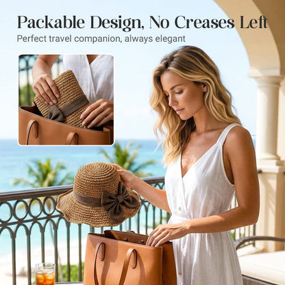 HOT Sales！！！👒Elegant Woven Straw Sun Hat with Bow 🌞