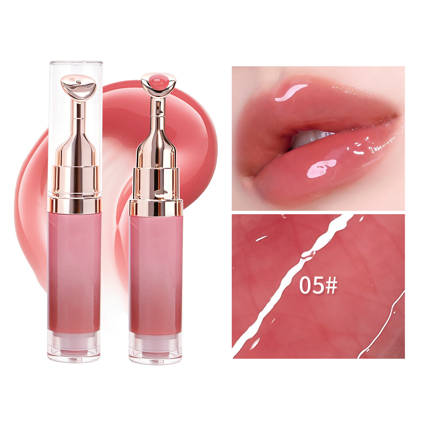 💄Mirror-Finish Lip Gloss Serum with Metal Massage Applicator💋