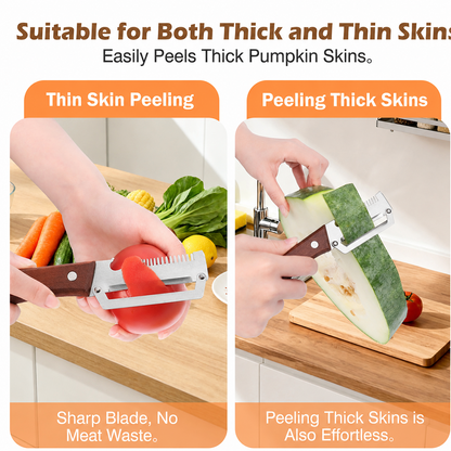 🔪Wooden-Handled Vegetable & Fruit Peeler🥕 - Stainless Steel Blade with Built-In Bottle Opener