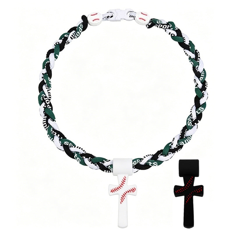 ⚾✝️ Triple-Rope Baseball Cross Necklace | Inspirational Sports Pendant with Faith Charm