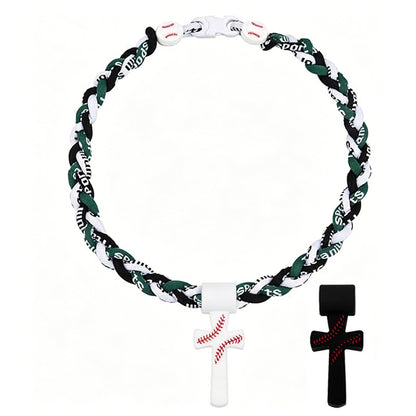 ⚾✝️ Triple-Rope Baseball Cross Necklace | Inspirational Sports Pendant with Faith Charm