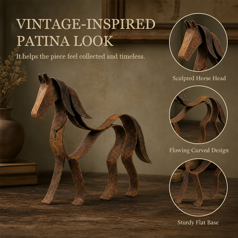 🐎 Spirit of the Horse – Vintage Metal Equestrian Sculpture✨