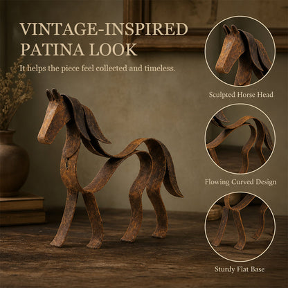 🐎 Spirit of the Horse – Vintage Metal Equestrian Sculpture✨