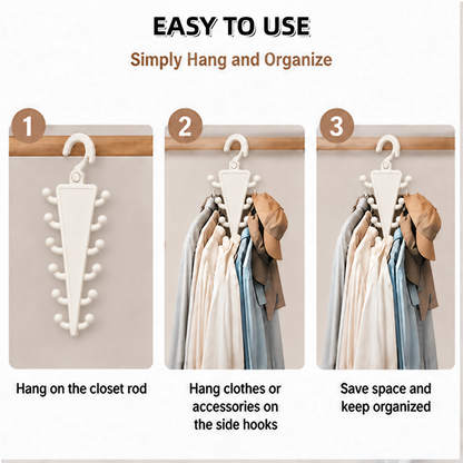 Space-Saving 12-Hook Rotating Closet Organizer