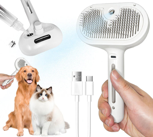 🔥Hot Sale✨Self-Cleaning Spray Pet Brush for Shedding