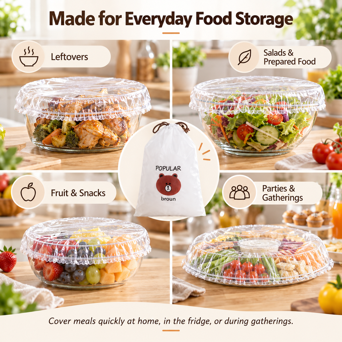 🔥Buy 2 Get 1 Free Now ✨Disposable Food Covers Fresh Keeping Bags (100pcs)🌿