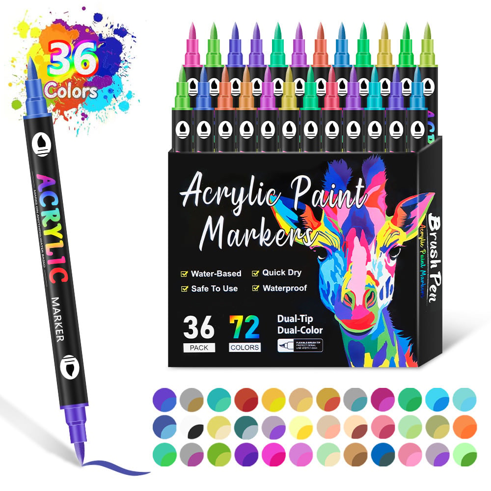 🔥 Hot Sale 50% OFF | 🎨 Dual Tip Acrylic Paint Markers | Vibrant Colors for DIY, Art & Crafts