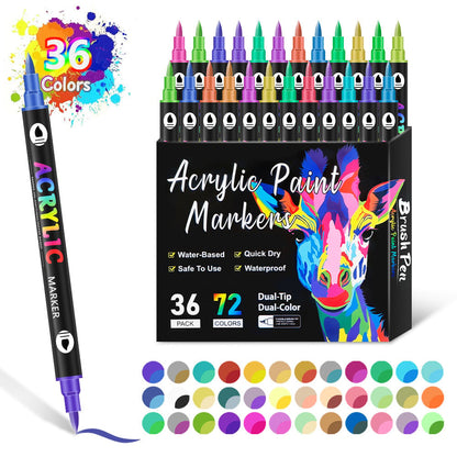 🔥 Hot Sale 50% OFF | 🎨 Dual Tip Acrylic Paint Markers | Vibrant Colors for DIY, Art & Crafts