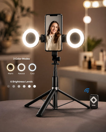 🔥48% Off📱6-in-1 Wireless Selfie Stick with Dual Fill Lights