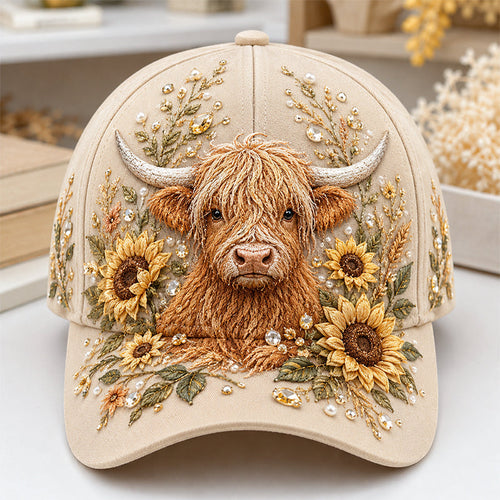 🔥 Last Day 49% OFF – 🦬✨ 3D Highland Cow Embroidery Cap (📦Buy 2 Free Shipping)