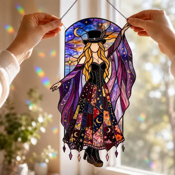 💥💃 Stevie Nicks 🤘 Handmade Stained Glass Spinning Suncatcher