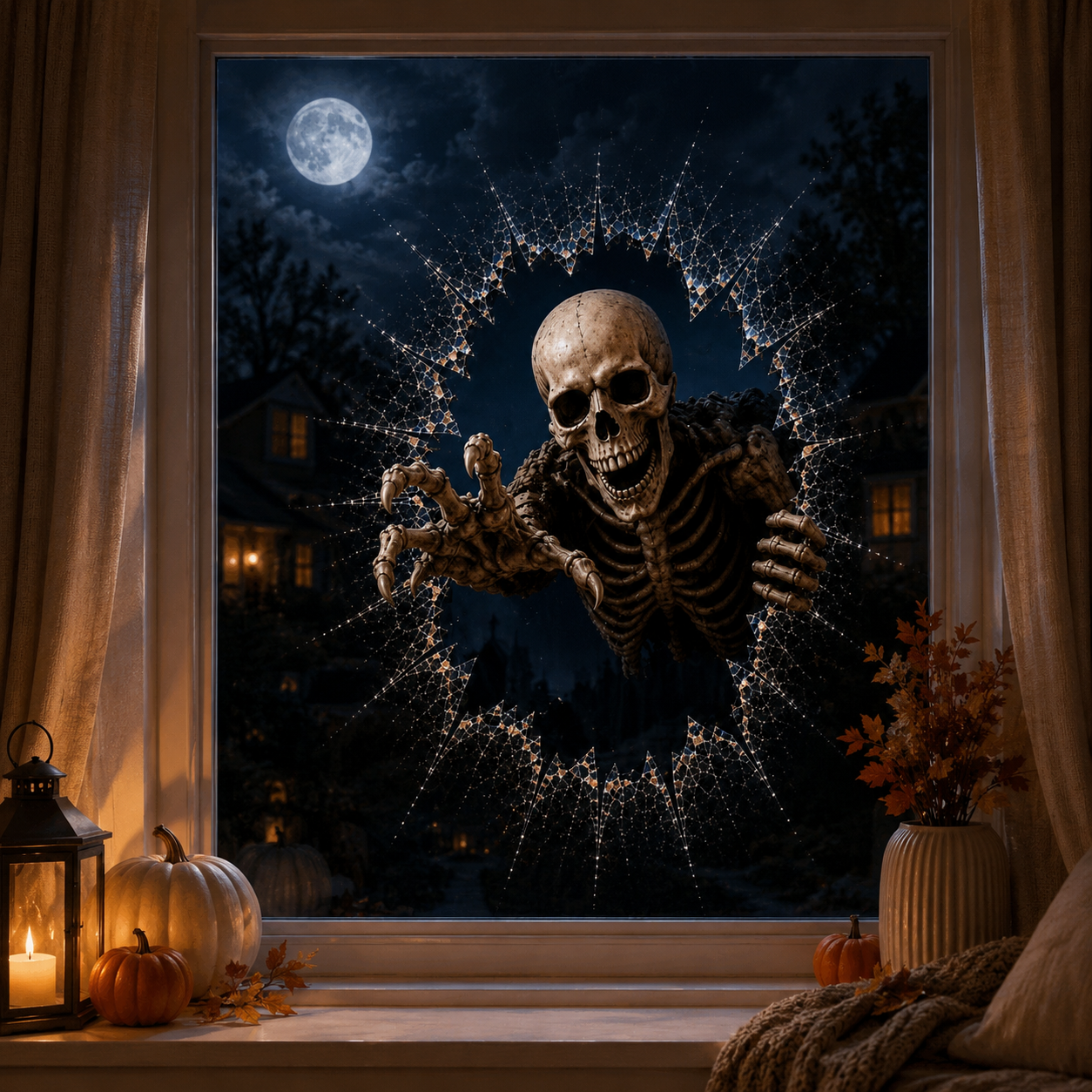 🎃 2026 Halloween Window Decals – 3D Crack Glass Spooky Decorations for a Haunted Halloween Scene