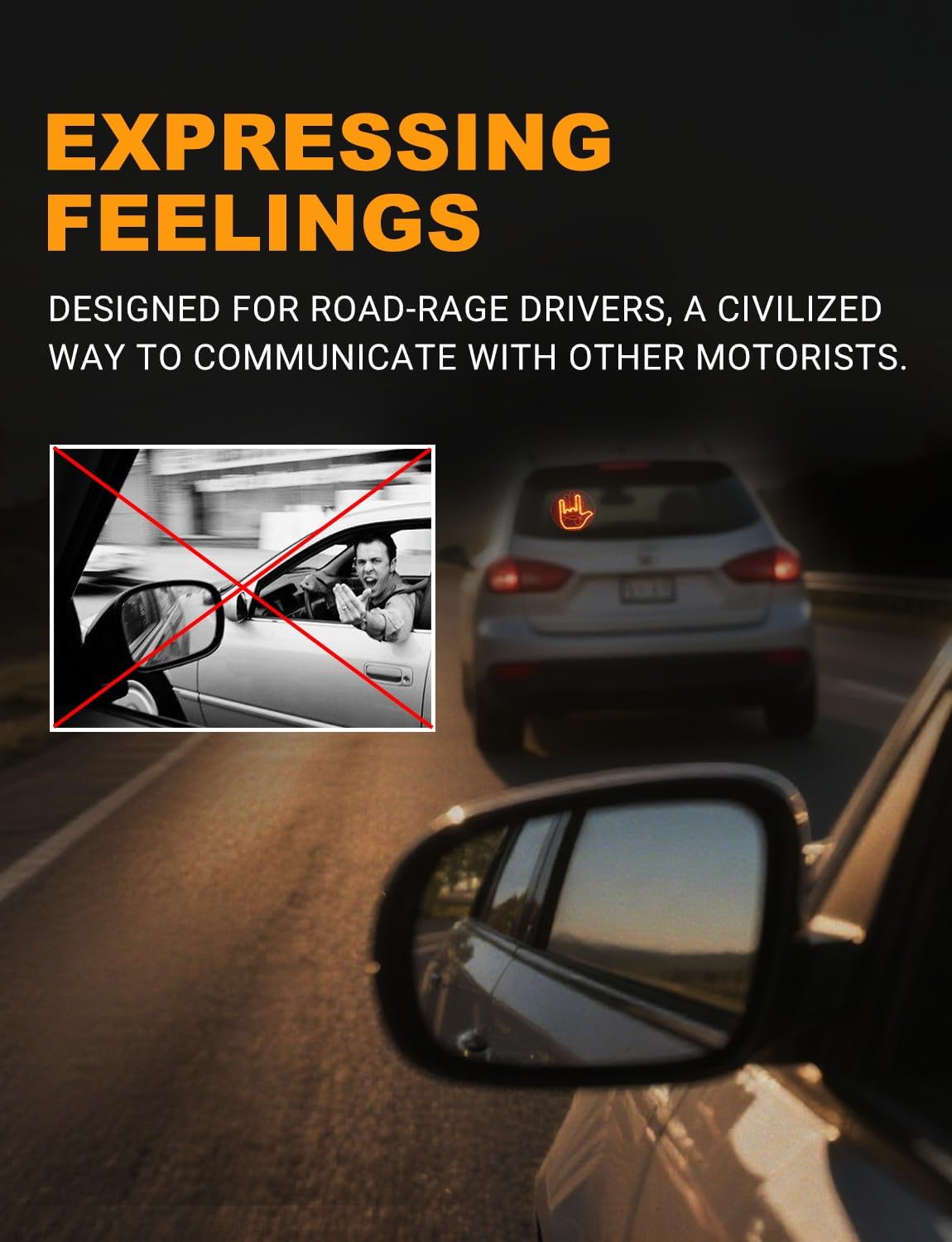 👋✨ Show Your Mood on the Road – Wireless LED Car Gesture Sign 🚗