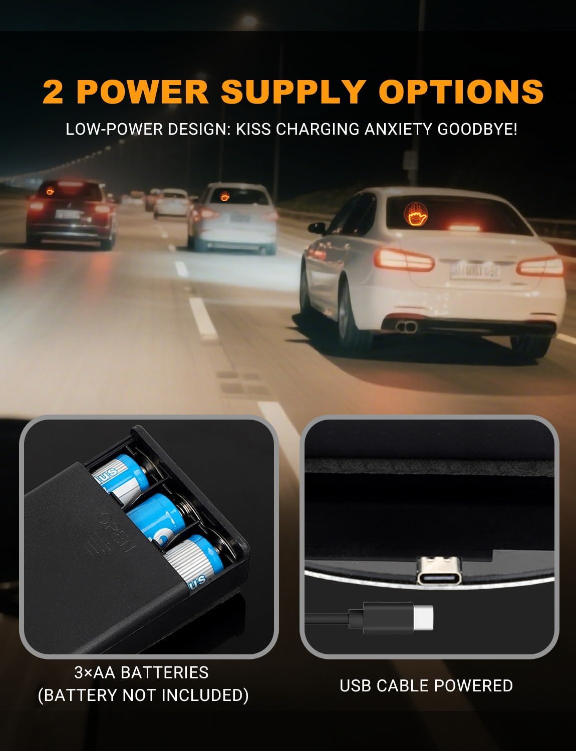 👋✨ Show Your Mood on the Road – Wireless LED Car Gesture Sign 🚗