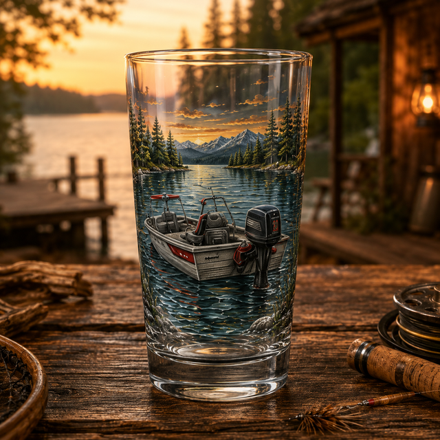 Fishing Boat fishing glass design