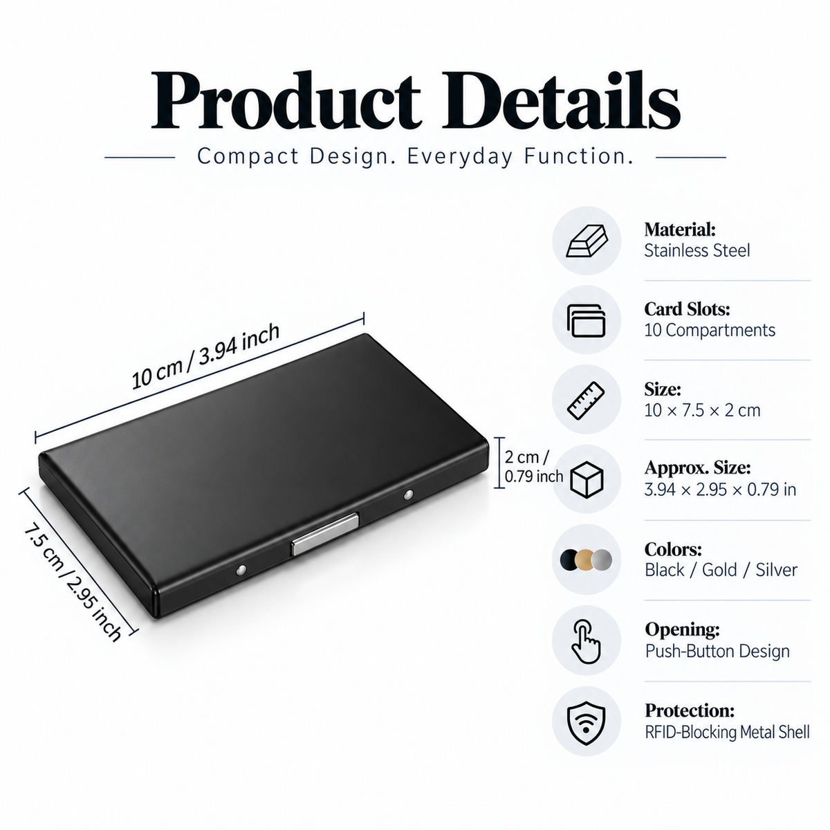 🔥Last Day 40% Off! Slim RFID-Blocking Stainless Steel Card Holder🗃️