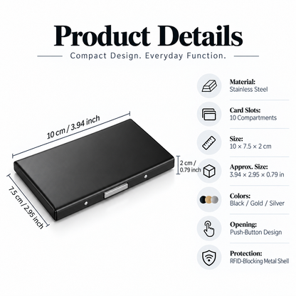 🔥Last Day 40% Off! Slim RFID-Blocking Stainless Steel Card Holder🗃️