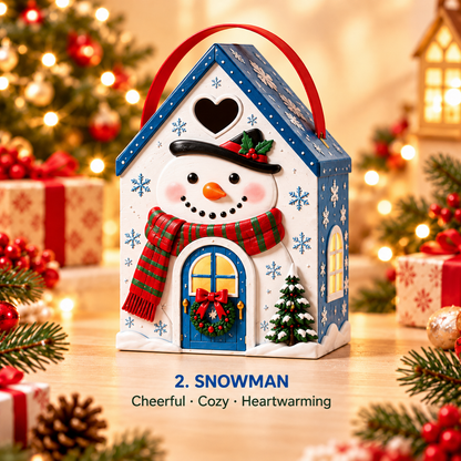 Christmas Cottage Gift Box with Handle – Festive House-Shaped Holiday Packaging